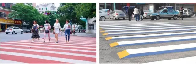 图5 人行横道彩色沥青路面和立体斑马线