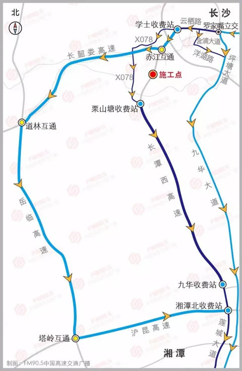 长沙至湘潭方向车辆