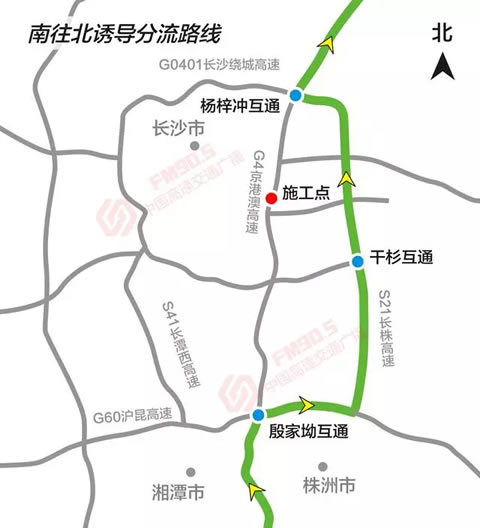 南往北诱导分流路线