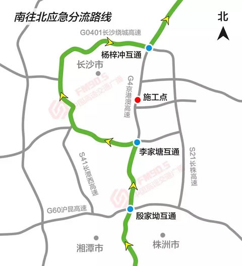 南往北应急分流路线