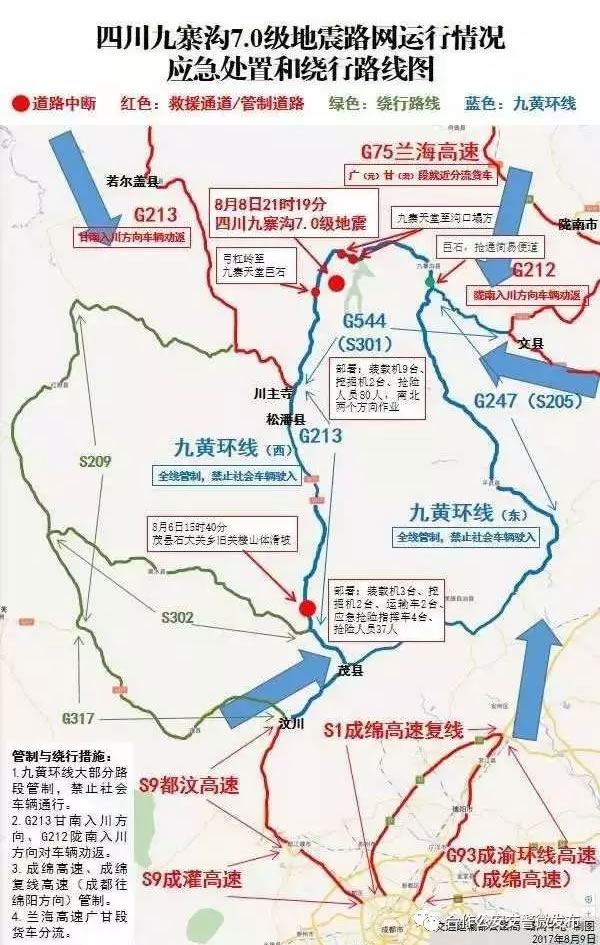 九寨沟县地震交通管制限行温馨提示