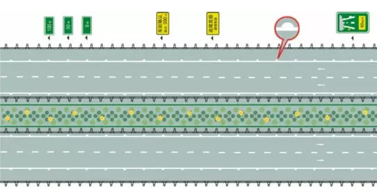 白色半圆状车距确认线