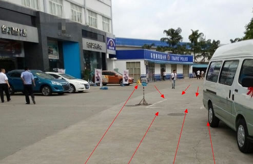 汽车开到图中方框处进行拍照存档