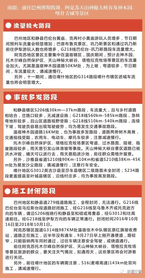 新疆交警：国庆中秋出行安全提示