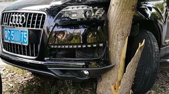 女司机驾驶奥迪油门当刹车，差点冲进幼儿园！