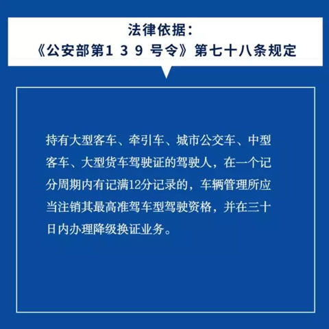 2）A、B类驾驶证：记满12分，直接降级