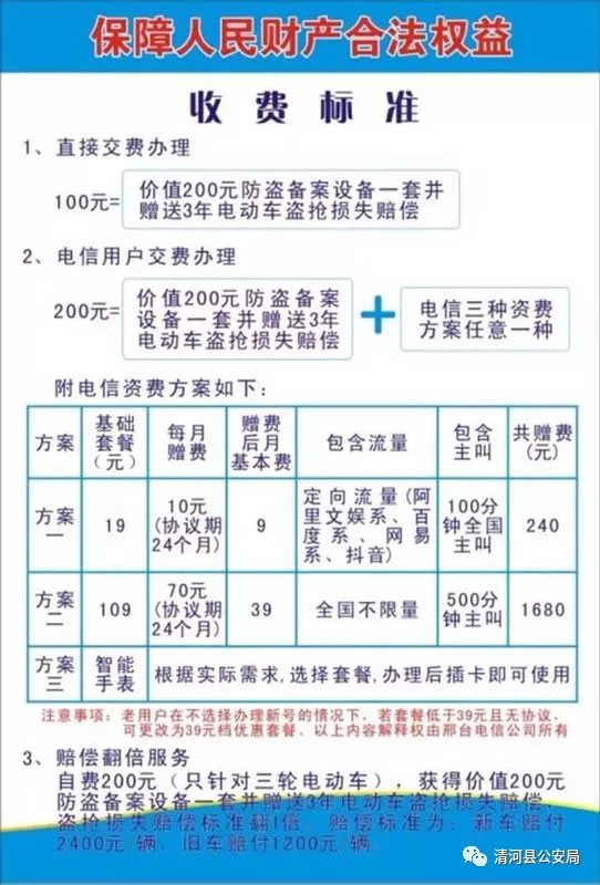 清河县公安局电动车上牌工作已全面启动，具体收费标准！