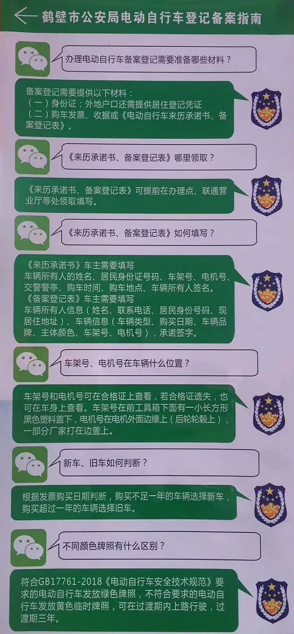 鹤壁发放电动车车牌！电动车登记指南！