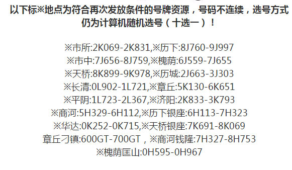 济南车管所2016年1月14日十选一小车车牌列表