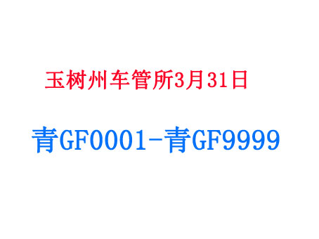 玉树州网上车管所启用青GF0001至青GF9999新号牌